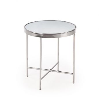 Masa de cafea din sticla si metal, Mira Crom, Ø42xH46 cm Masa de cafea din sticla si metal, Mira Crom, Ø42xH46 cm