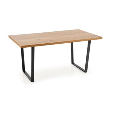 Masa din MDF, pal si metal, Uriah Stejar Auriu / Negru, L160xl90xH75 cm