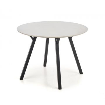 Masa rotunda din MDF si metal, Ballari Gri Deschis / Negru, Ø100xH74 cm