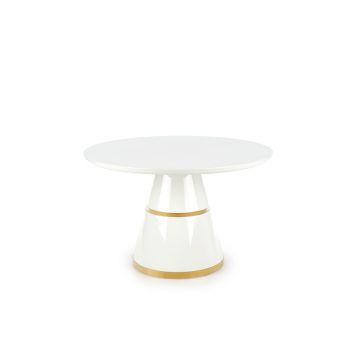 Masa din MDF si metal, Vegas Alb / Auriu, Ø120xH76 cm Masa din MDF si metal, Vegas Alb / Auriu, Ø120xH76 cm