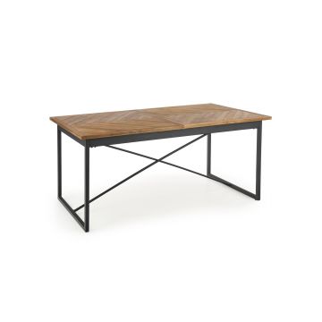 Masa extensibila din MDF, furnir si metal, Alvarado Stejar / Negru, L180-240xl90xH77 cm