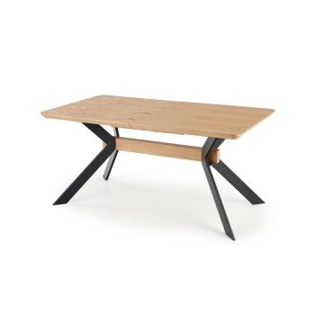 Masa extensibila din MDF, furnir si metal, Bacardi Stejar / Negru, L160-220xl90xH76 cm Masa extensibila din MDF, furnir si metal, Bacardi Stejar / Negru, L160-220xl90xH76 cm