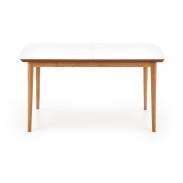 Masa extensibila din MDF si lemn, Bradley Alb / Stejar Lefkas, L140-185xl80xH75 cm Masa extensibila din MDF si lemn, Bradley Alb / Stejar Lefkas, L140-185xl80xH75 cm