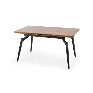 Masa extensibila din MDF si metal, Cambell Stejar / Negru, L140-180xl80xH74 cm Masa extensibila din MDF si metal, Cambell Stejar / Negru, L140-180xl80xH74 cm