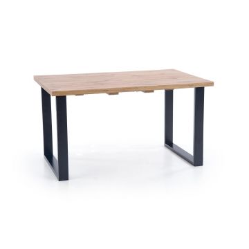 Masa extensibila din pal si metal, Venom Large Stejar Wotan / Negru, L160-210xl90xH74 cm Masa extensibila din pal si metal, Venom Large Stejar Wotan / Negru, L160-210xl90xH74 cm