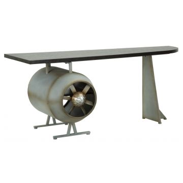 Masa de birou din metal si MDF Aviator Gri, L181xl70,5xH71 cm