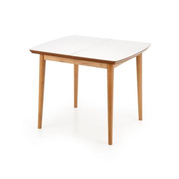 Masa extensibila din MDF si lemn, Barret Alb / Stejar, L90-190xl80xH75 cm Masa extensibila din MDF si lemn, Barret Alb / Stejar, L90-190xl80xH75 cm