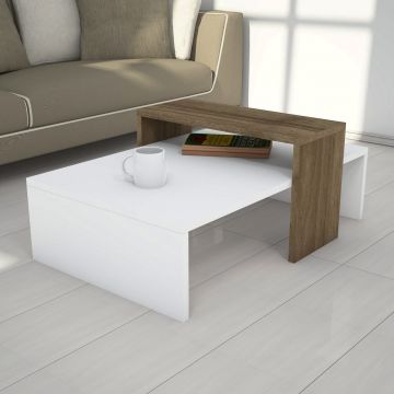 Masuta de cafea Glow White, Puqa Design, 80x50x31,8 cm, aluna/alb