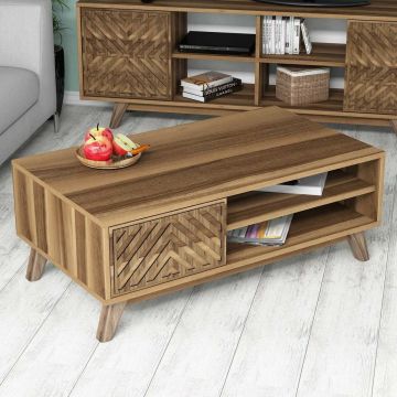 Masuta de cafea İnci Walnut, Hommy Craft, 105x60x38,2 cm, alunaaluna