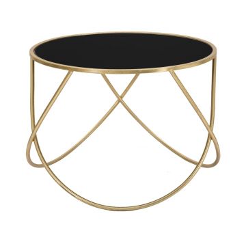 Masuta de cafea Ring, Mauro Ferretti, Ø60 X 45 cm, fier/oglinda, auriu/negru