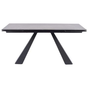 Masa extensibila din ceramica, sticla si metal, Samael II Gri / Negru Mat, L120-180xl80xH76 cm