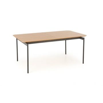 Masa extensibila din MDF, furnir, pal si metal, Samart Stejar / Negru, L170-250xl100xH76 cm