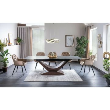 Masa Extensibila Dolce Ceramic, 180-240x95x76 cm, Nuc/Gri