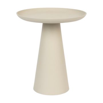 Măsuță auxiliară din aluminiu White Label Ringar, ø 39,5 cm, bej