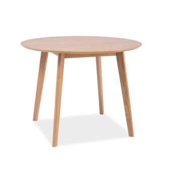 Masa rotunda din MDF, furnir si lemn, Mosley II Stejar, Ø90xH75 cm