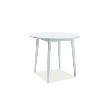 Masa rotunda din MDF si lemn, Larkin Alb, Ø90xH75 cm