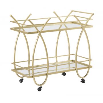 Masa minibar mobila din metal si sticla Ribbon Auriu, L80xl40xH75 cm