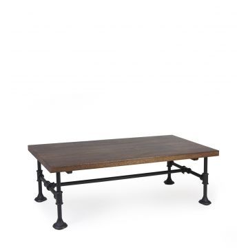 Masa din lemn si metal, Pipa Nuc / Negru, L120xl60xH40 cm