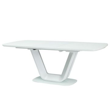Masa extensibila din MDF si sticla, Aran Alb, L140-200xl90xH76 cm