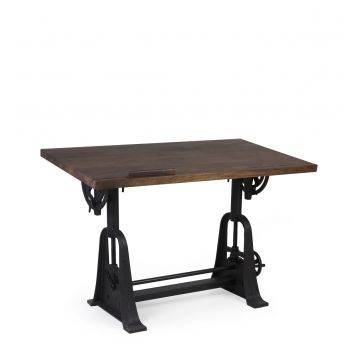 Masa pentru desen tehnic, din lemn si metal, cu inaltime reglabila, Pipa Architect Nuc / Negru, L130xl70xH77-104 cm