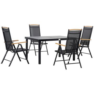 Set Mobilier de Gradina de 5 Piese din Aluminiu Outsunny, pentru 4 Persoane, Negru | Aosom RO