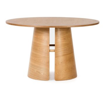 Masă de dining în culoare naturală rotundă cu aspect de lemn de stejar ø 137 cm Cep – Teulat