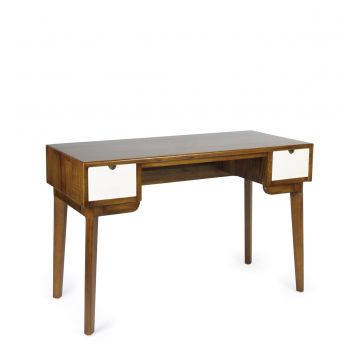 Masa de birou din lemn, cu 2 sertare, Artic Nuc / Alb, L120xl55xH76 cm