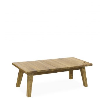 Masa de cafea din lemn de tec reciclat, Teak Corner Natural, L120xl60xH40 cm