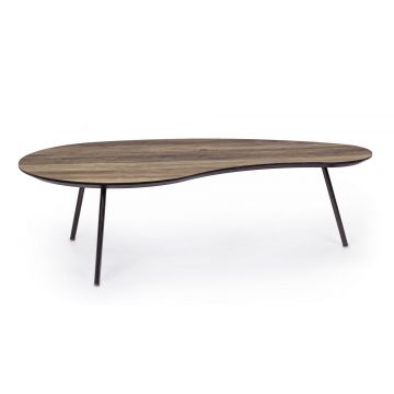 Masa de cafea din MDF si metal, Tribeca Oval Natural / Negru, L120xl67xH35 cm