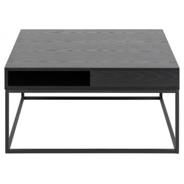 Masa de cafea din pal si metal, Willford Antracit / Negru, L80xl80xH40 cm