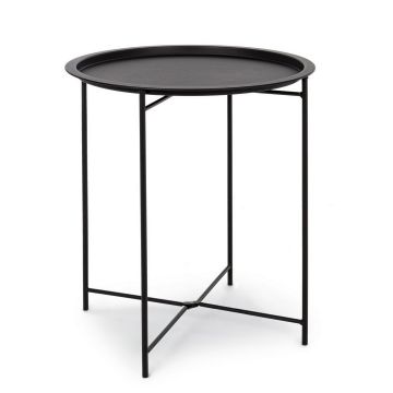 Masa de cafea pentru gradina / terasa, din metal, Wissant W-Tray D46 Negru Mat, Ø46xH52 cm