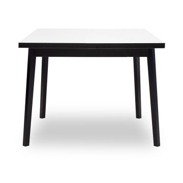 Masă de dining albă-neagră extensibilă cu aspect de lemn de stejar Hammel Single, 90 x 90 cm
