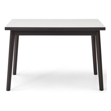 Masă de dining extensibilă albă-neagră cu aspect din lemn de stejar Hammel Single, 120 x 80 cm