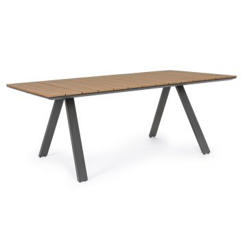 Masa de gradina / terasa din lemn compozit si metal, Elias Natural / Antracit, L200xl100xH74 cm