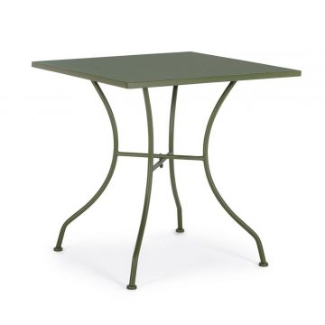 Masa de gradina / terasa din metal, Kelsie Verde Inchis, L70xl70xH71 cm