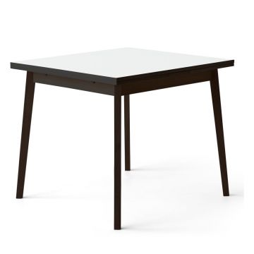 Masă de dining albă-neagră extensibilă cu aspect de lemn de stejar Hammel Single, 90 x 90 cm