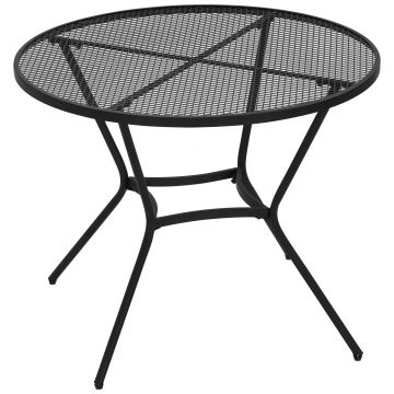 Masa mare rotunda Outsunny, 91 cm, blat din plasa, pentru gradina, neagra | Aosom RO