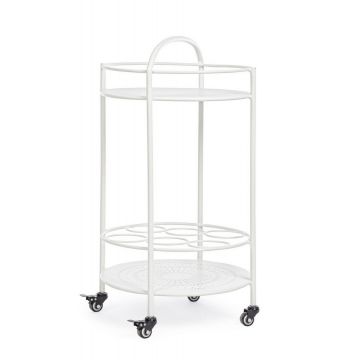 Masa minibar mobila din metal, cu suport sticle Burton, Ø45xH81 cm