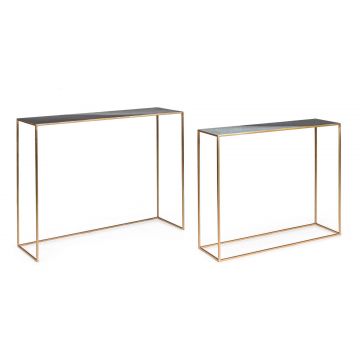 Set 2 console din metal Desur Multicolor / Auriu, l100xA28xH80 / l80xA25xH70 cm