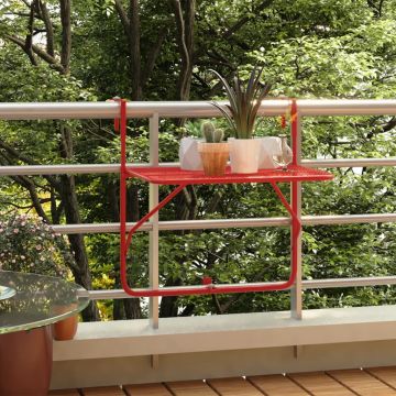 vidaXL Masă de balcon, roşu, 60x40 cm, oțel