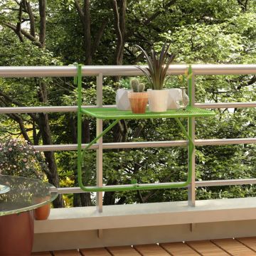 vidaXL Masă de balcon, verde, 60x40 cm, oțel