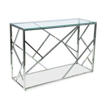 Consola din Sticla securizata si Metal transparent/Argintiu Escada L120xH78cm