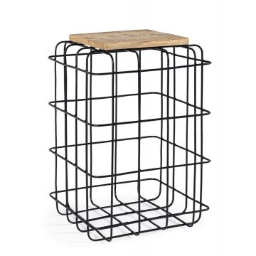 Masa de cafea din lemn de mango si metal Trellis High Natur / Negru, L35xl35xH52 cm