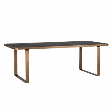 Masa Dreptunghiulara din Metal si Furnir de stejar Bronz/Negru de 8 persoane L230xH77cm Hunter