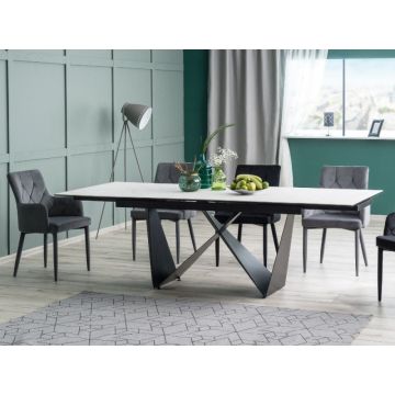 Masa extensibila dreptunghiulara din Ceramica Alb/Negru de 8-10 persoane L160/240x90cm Vernus