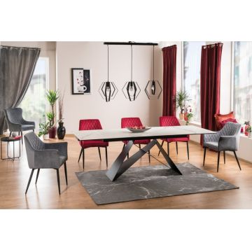 Masa extensibila dreptunghiulara din Ceramica Alb/Negru de 8-10 persoane L160/240x90cm Westin