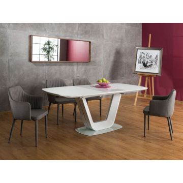 Masa extensibila dreptunghiulara din MDF Alb/Crem de 8-10 persoane L160/220x90cm Verona