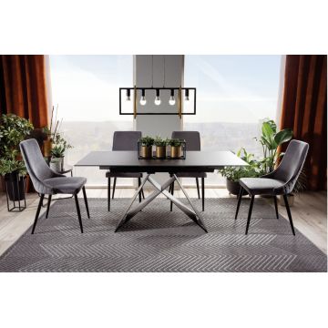 Masa extensibila dreptunghiulara din Sticla securizata si Metal Negru Westin SG L120-160xH76cm