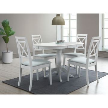 Masa extensibila ovala din MDF Alb de 4-6 persoane L100/130x70cm Verili