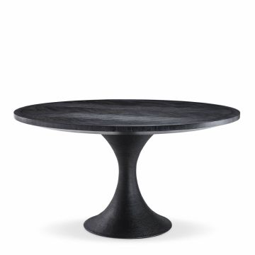 Masa rotunda din Furnir de stejar Negru de 4-6 persoane D140cm Melchior